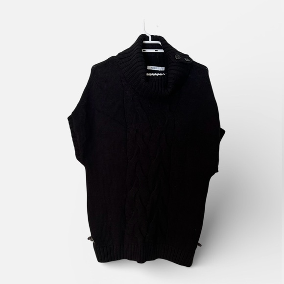 Ricki's Cable Knit Sleeveless Turtleneck Poncho Sweater Women’s Small Black - Picture 4 of 13